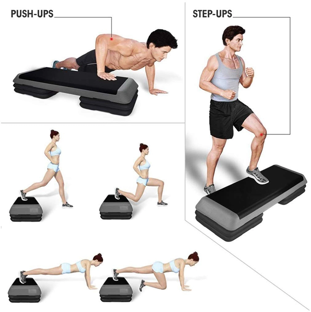 Training Step Board 43" Adjustable Aerobic Stepper Workout Step W/ 4 Risers Fitness & Exercise Platform Trainer Stepper Home Gym Equipment Esg13113