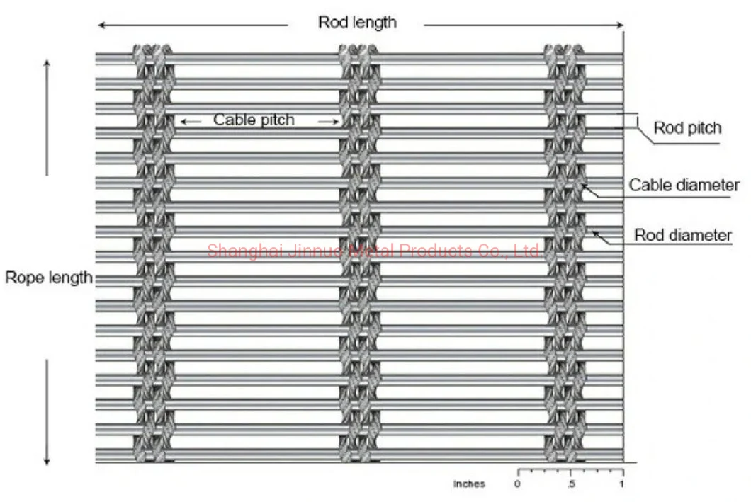 External Architectural Cable Rod Decorative Wire Mesh Used for Metal Draperies Walls