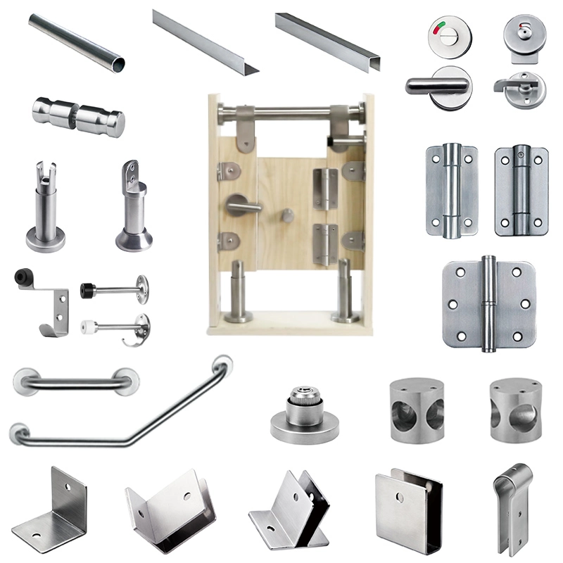 Basic Customization High-Quality Durable Stainless Steel Public Washroom Shower Bathroom Toilet Partition Accessories Cubicle Fittings Toilet Partition Hardware