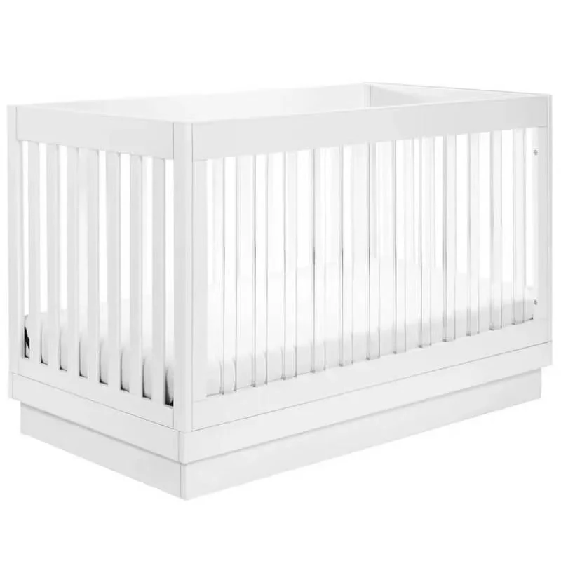 China Supplier Eco-Friendly Daycare Solid Wooden Baby Bed Crib in White